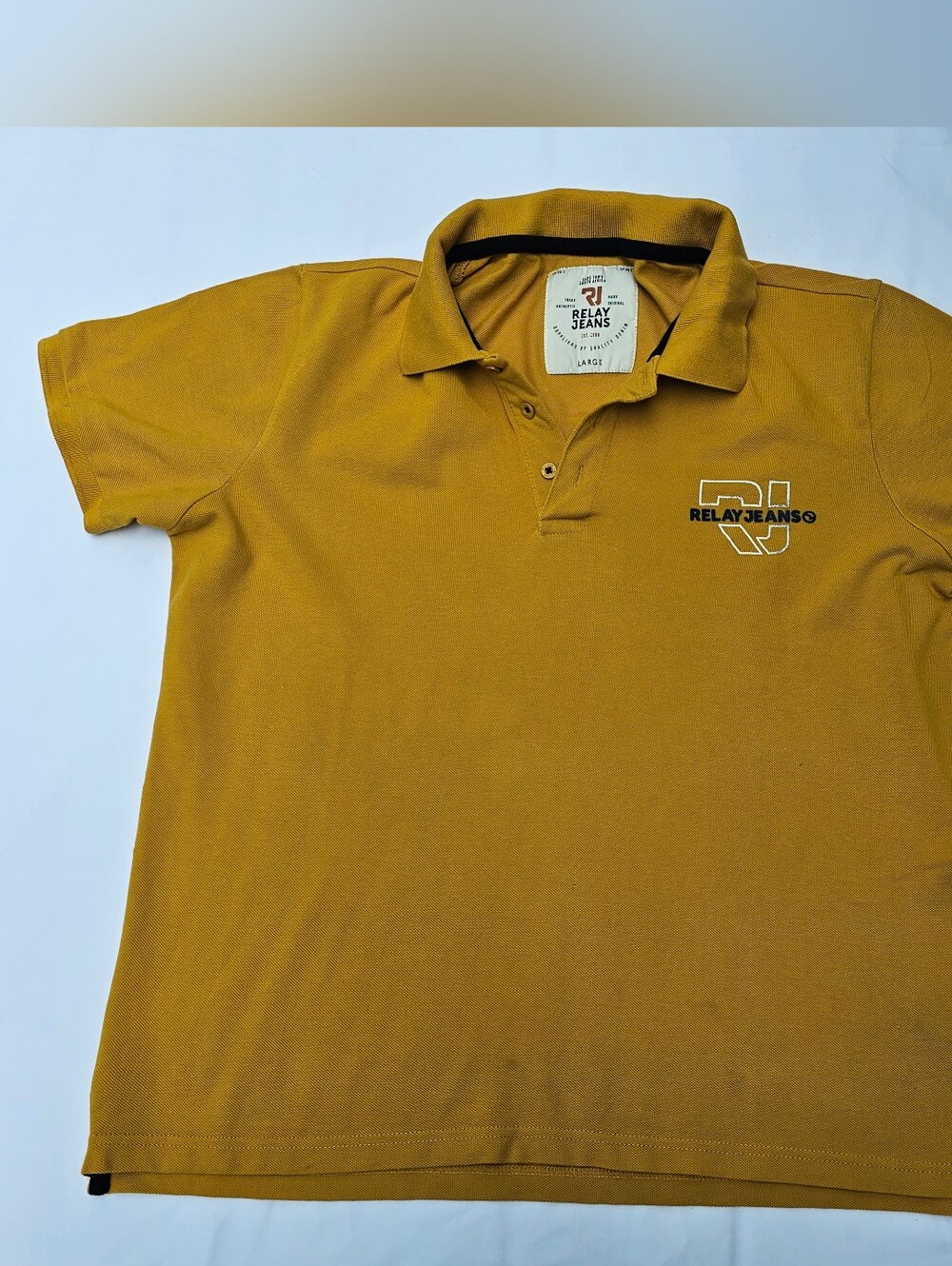 Relay Jeans 100% Cotton Mens Polo Shirt in Mustard